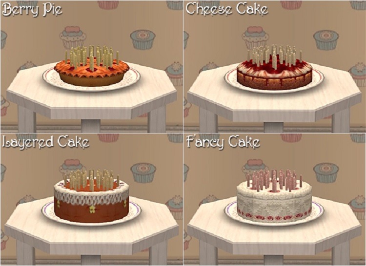 What are the types of birthday cakes in sims 4?
