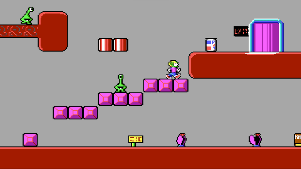 Commander Keen heading for a level exit