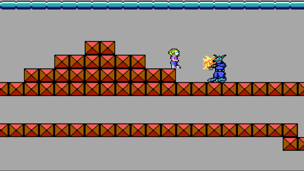Commander Keen firing a raygun at a Vorticon