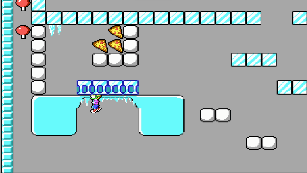 Commander Keen falling through cracked ice