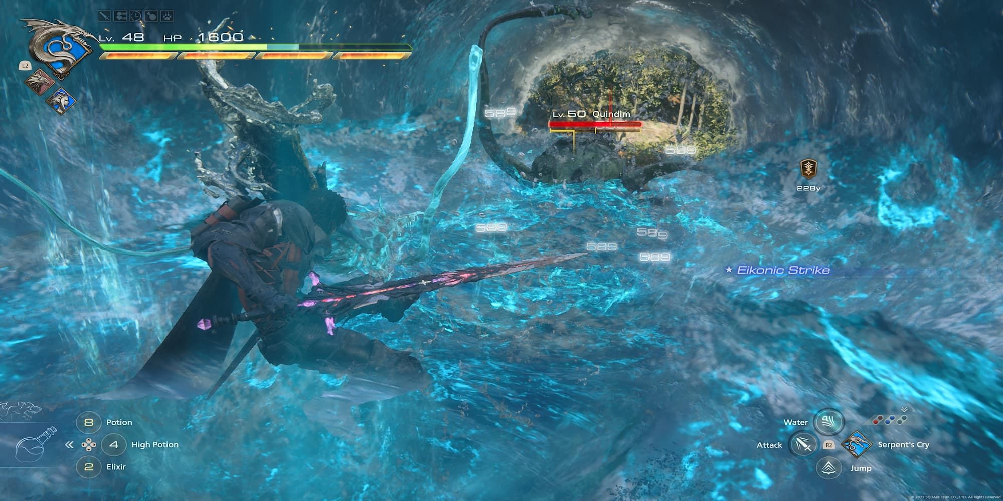The Player Using Tsunami Against A Single Enemy 
