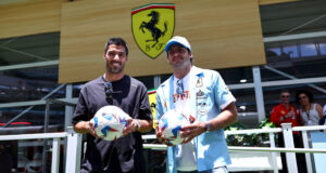 Video: Carlos Sainz and Luis Suarez enjoy a game of head tennis ahead of 2024 F1 Miami Grand Prix