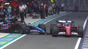 Video: Esteban Ocon hits Charles Leclerc in bizarre pit lane incident | 2024 F1 Miami Sprint